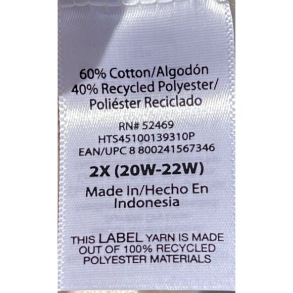 Terra & Sky Womens Plus Size 2X Beige & White Zebra Print Waffle Knit Henley Top - Picture 5 of 5